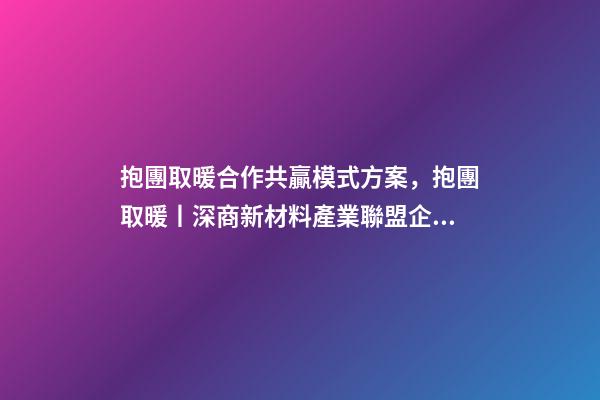 抱團取暖合作共贏模式方案，抱團取暖丨深商新材料產業聯盟企業聚心合力-第1張-觀點-玄機派