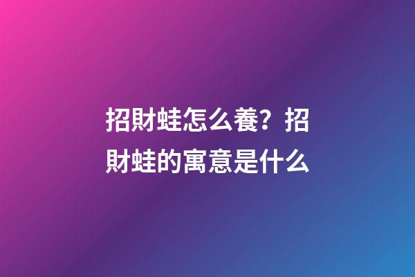 招財蛙怎么養？招財蛙的寓意是什么