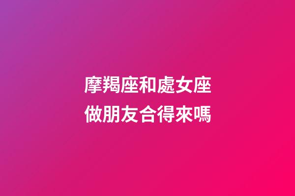 摩羯座和處女座做朋友合得來嗎-第1張-星座運勢-玄機派