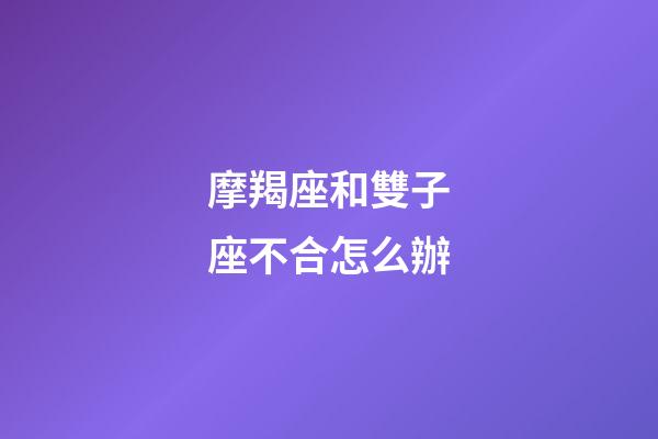 摩羯座和雙子座不合怎么辦-第1張-星座運勢-玄機派