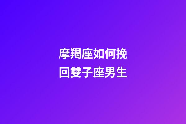 摩羯座如何挽回雙子座男生-第1張-星座運勢-玄機派