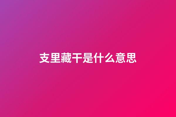 支里藏干是什么意思