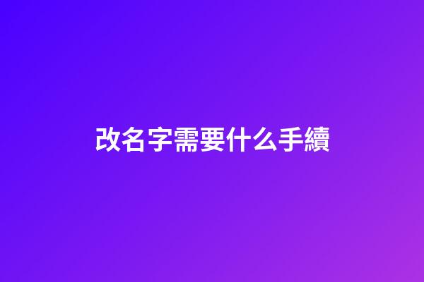 改名字需要什么手續