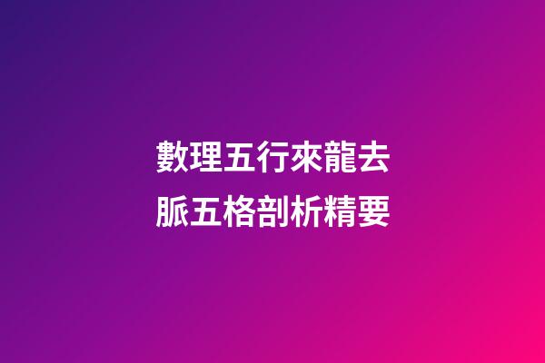 數理五行來龍去脈五格剖析精要