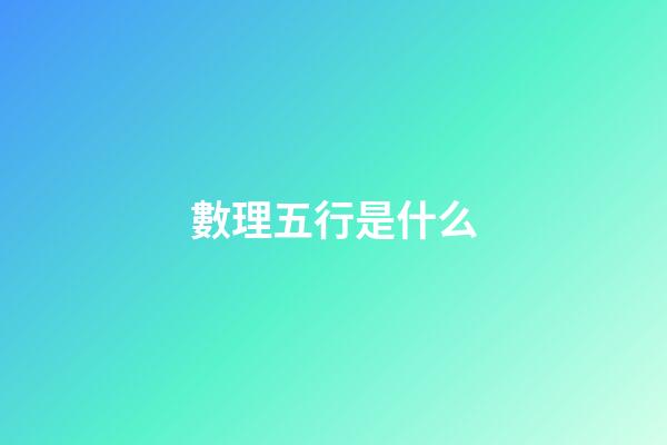 數理五行是什么