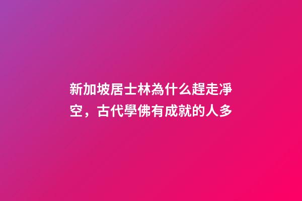 新加坡居士林為什么趕走凈空，古代學佛有成就的人多-第1張-觀點-玄機派