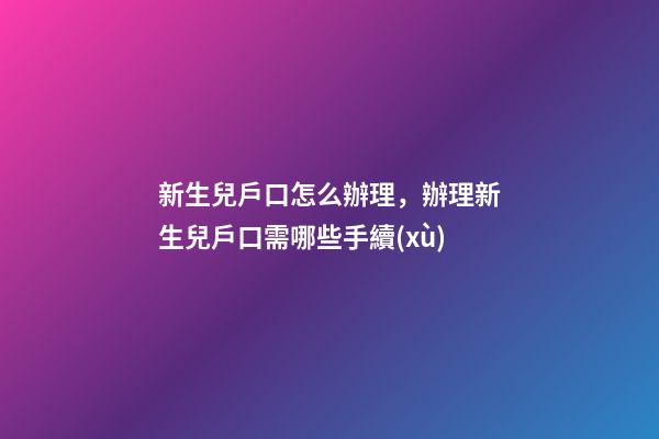 新生兒戶口怎么辦理，辦理新生兒戶口需哪些手續(xù)-第1張-觀點(diǎn)-玄機(jī)派