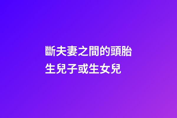 斷夫妻之間的頭胎生兒子或生女兒