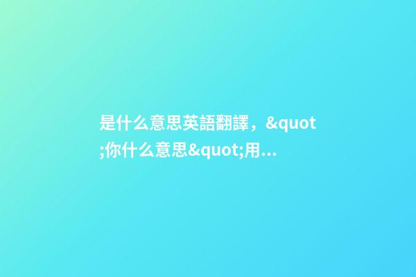是什么意思英語翻譯，&quot;你什么意思&quot;用英語怎么說-第1張-觀點(diǎn)-玄機(jī)派