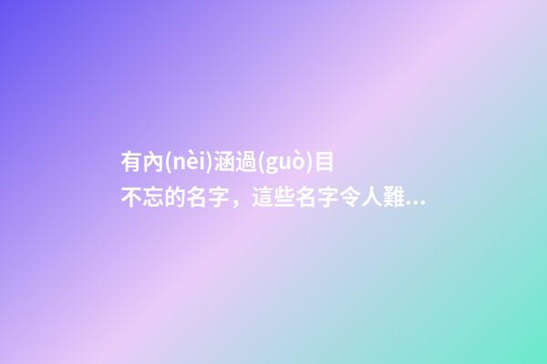 有內(nèi)涵過(guò)目不忘的名字，這些名字令人難忘（有內(nèi)涵過(guò)目不忘的名字,這些名字令人難忘的成語(yǔ)）