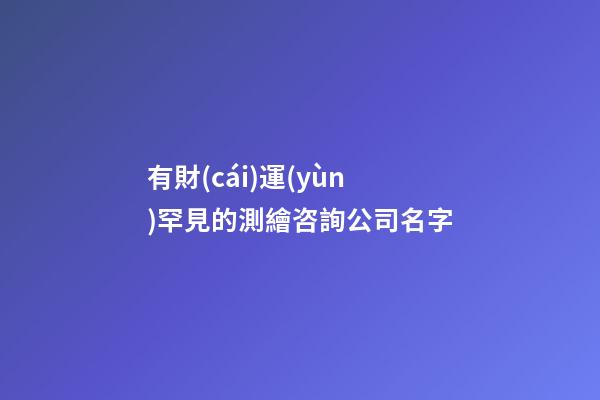 有財(cái)運(yùn)罕見的測繪咨詢公司名字-第1張-公司起名-玄機(jī)派