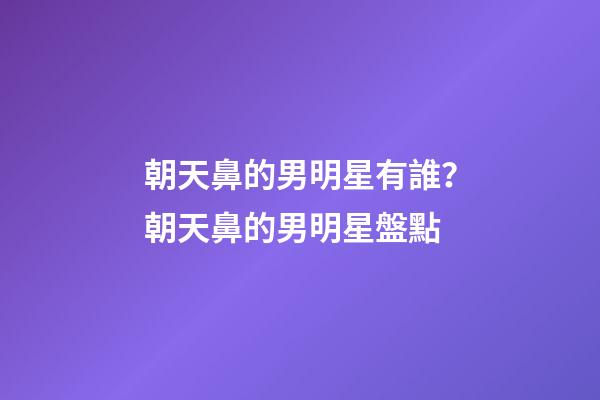 朝天鼻的男明星有誰？朝天鼻的男明星盤點