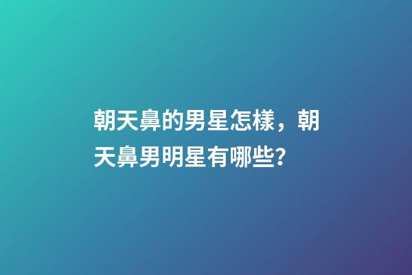 朝天鼻的男星怎樣，朝天鼻男明星有哪些？