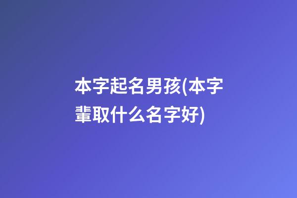 本字起名男孩(本字輩取什么名字好)