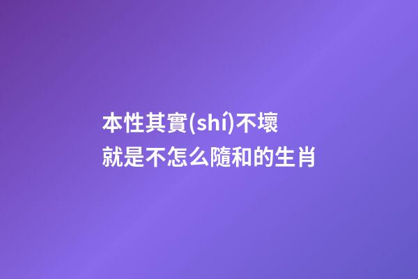 本性其實(shí)不壞就是不怎么隨和的生肖