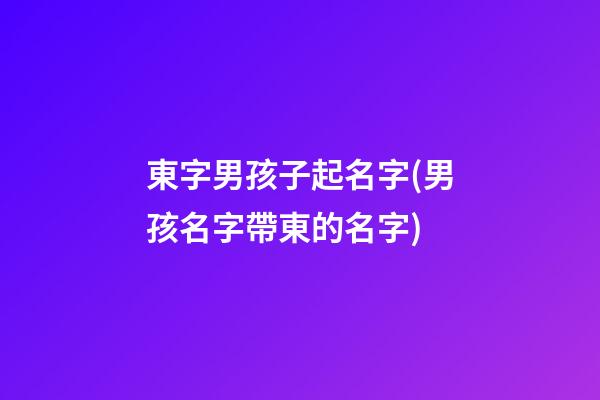 東字男孩子起名字(男孩名字帶東的名字)
