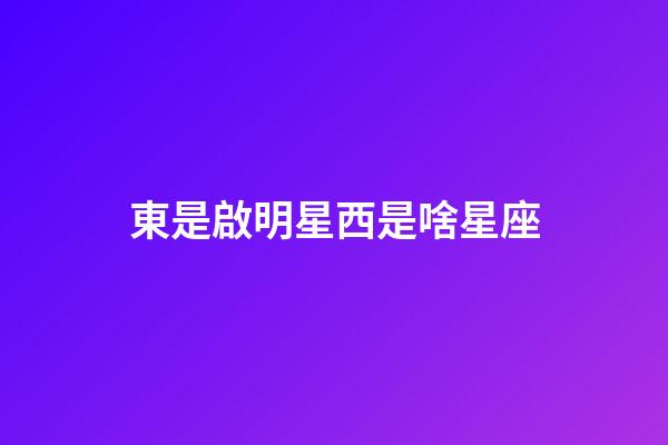 東是啟明星西是啥星座-第1張-星座運勢-玄機派