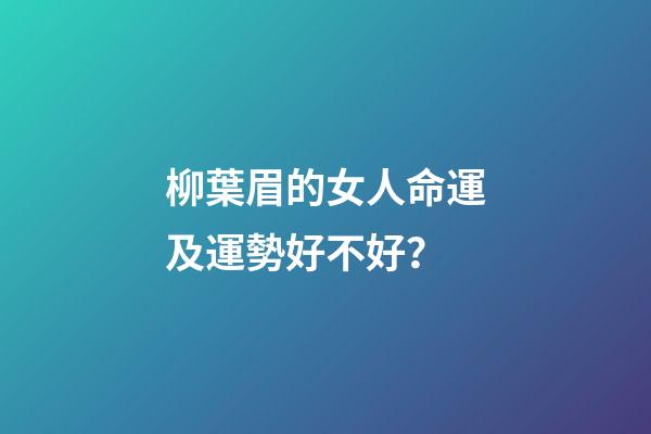 柳葉眉的女人命運及運勢好不好？