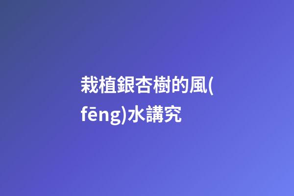 栽植銀杏樹的風(fēng)水講究