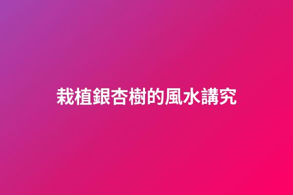 栽植銀杏樹的風水講究