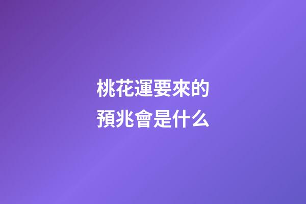 桃花運要來的預兆會是什么