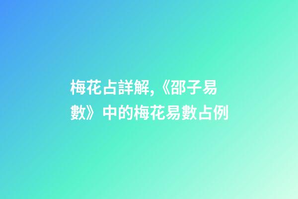 梅花占詳解,《邵子易數》中的梅花易數占例-第1張-觀點-玄機派
