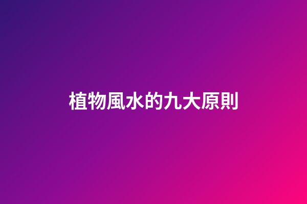 植物風水的九大原則