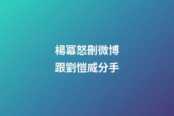 楊冪怒刪微博跟劉愷威分手