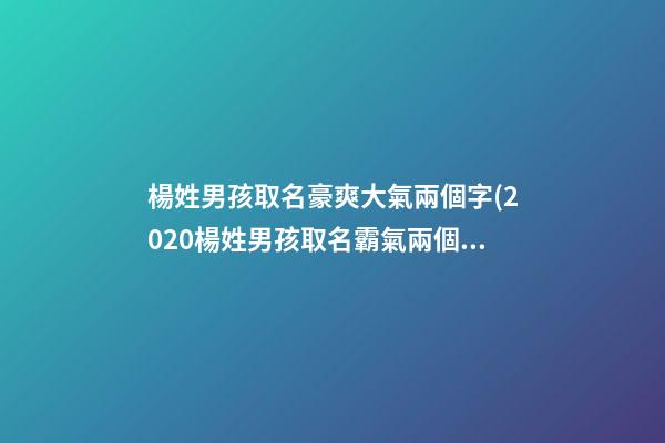 楊姓男孩取名豪爽大氣兩個字(2020楊姓男孩取名霸氣兩個字)