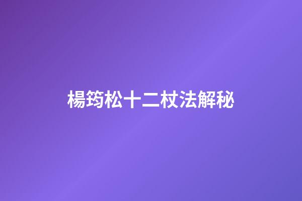 楊筠松十二杖法解秘