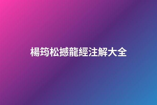 楊筠松撼龍經注解大全