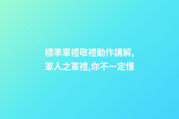 標準軍禮敬禮動作講解,軍人之軍禮,你不一定懂-第1張-觀點-玄機派