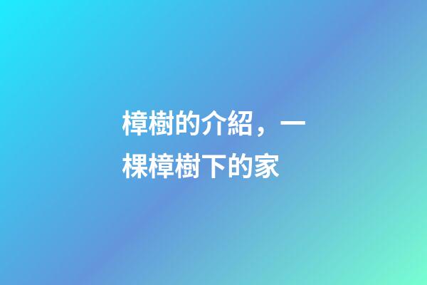 樟樹的介紹，一棵樟樹下的家-第1張-觀點-玄機派