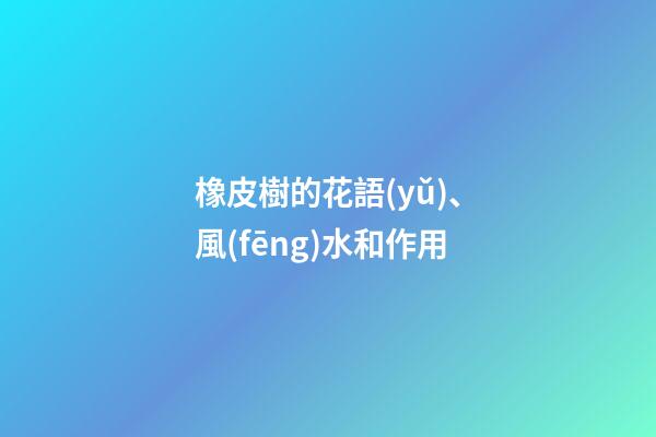 橡皮樹的花語(yǔ)、風(fēng)水和作用