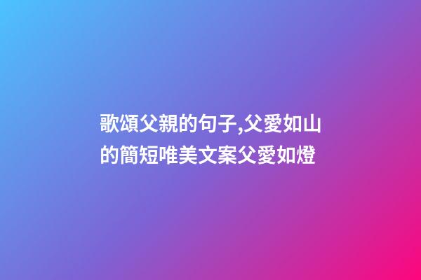 歌頌父親的句子,父愛如山的簡短唯美文案父愛如燈-第1張-觀點-玄機派
