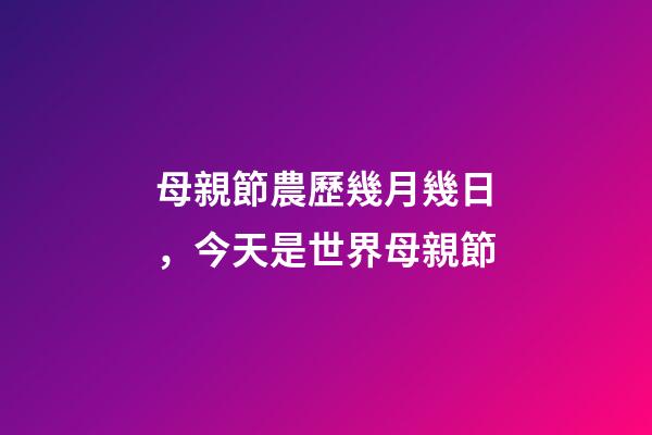 母親節農歷幾月幾日，今天是世界母親節-第1張-觀點-玄機派