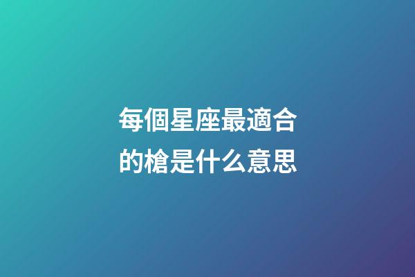 每個星座最適合的槍是什么意思-第1張-星座運勢-玄機派