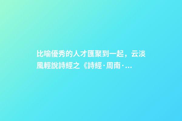 比喻優秀的人才匯聚到一起，云淡風輕說詩經之《詩經·周南·卷耳》-第1張-觀點-玄機派