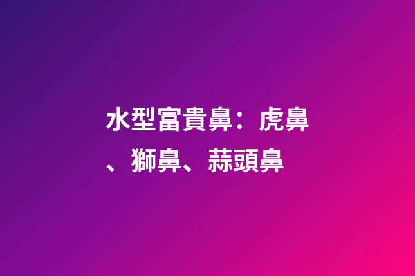 水型富貴鼻：虎鼻、獅鼻、蒜頭鼻