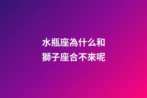 水瓶座為什么和獅子座合不來呢-第1張-星座運勢-玄機派