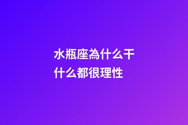 水瓶座為什么干什么都很理性-第1張-星座運勢-玄機派