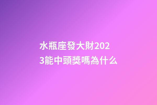 水瓶座發大財2023能中頭獎嗎為什么-第1張-星座運勢-玄機派