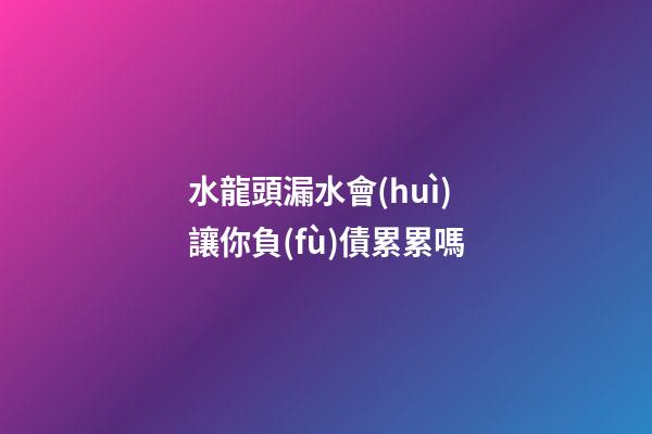 水龍頭漏水會(huì)讓你負(fù)債累累嗎