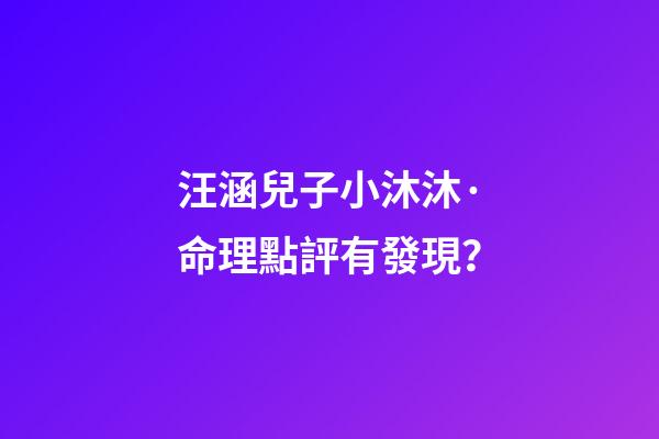 汪涵兒子小沐沐·命理點評有發現？
