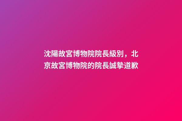 沈陽故宮博物院院長級別，北京故宮博物院的院長誠摯道歉-第1張-觀點-玄機派