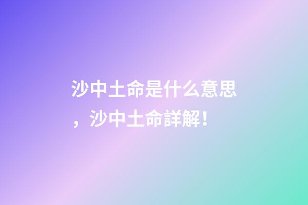 沙中土命是什么意思，沙中土命詳解！