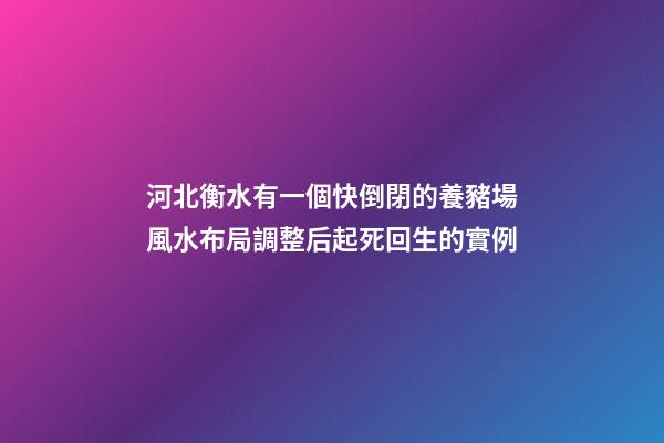 河北衡水有一個快倒閉的養豬場風水布局調整后起死回生的實例