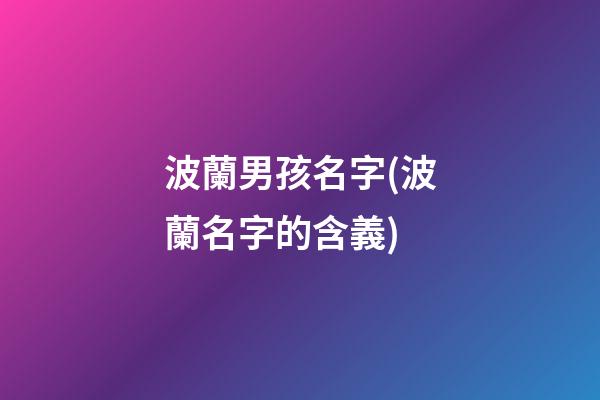 波蘭男孩名字(波蘭名字的含義)