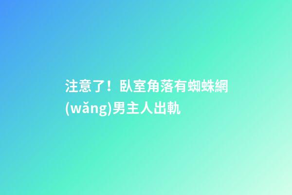 注意了！臥室角落有蜘蛛網(wǎng)男主人出軌