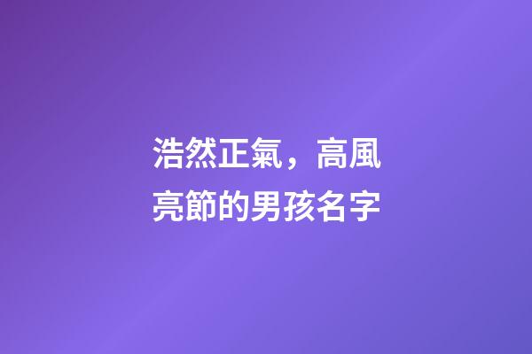 浩然正氣，高風亮節的男孩名字